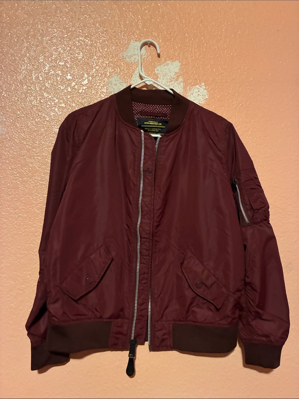 Men's Burgundy Bomber Jacket - Classic Lightweight Jacket